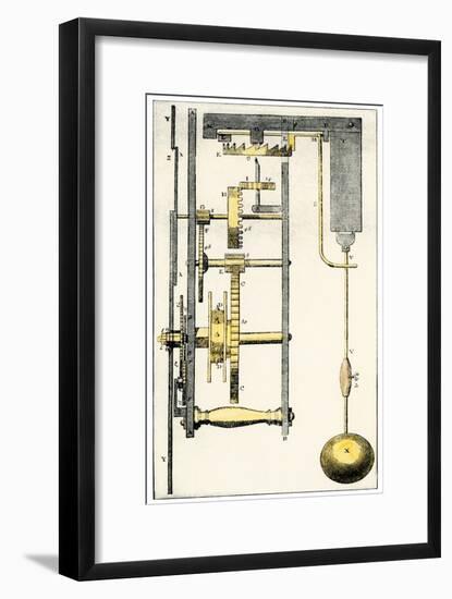 Side View of Huygens's Clock, Showing the Pendulum Mechanism, 1600s-null-Framed Giclee Print