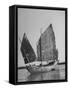 Side View of Junk with Tattered Sails in Whangpoo River-Carl Mydans-Framed Stretched Canvas