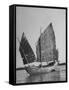 Side View of Junk with Tattered Sails in Whangpoo River-Carl Mydans-Framed Stretched Canvas