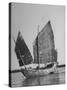 Side View of Junk with Tattered Sails in Whangpoo River-Carl Mydans-Stretched Canvas