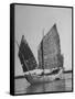 Side View of Junk with Tattered Sails in Whangpoo River-Carl Mydans-Framed Stretched Canvas