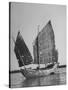 Side View of Junk with Tattered Sails in Whangpoo River-Carl Mydans-Stretched Canvas