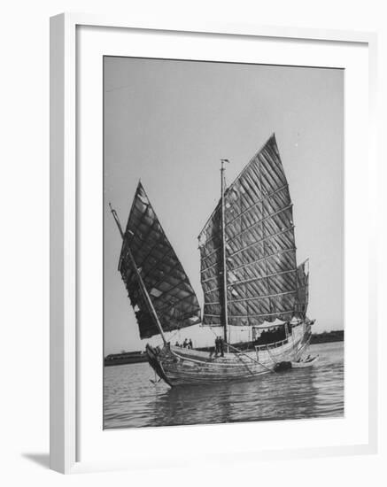 Side View of Junk with Tattered Sails in Whangpoo River-Carl Mydans-Framed Photographic Print