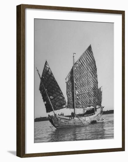 Side View of Junk with Tattered Sails in Whangpoo River-Carl Mydans-Framed Photographic Print