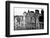 Side View of Old Houses in Edinburgh, Scotland, Uk.  Black and White-pink candy-Framed Photographic Print