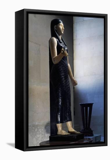 Side View of Statue of Isis in Black Marble and Alabaster-Antoine-Guillaume Granjacquet-Framed Stretched Canvas