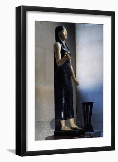 Side View of Statue of Isis in Black Marble and Alabaster-Antoine-Guillaume Granjacquet-Framed Giclee Print