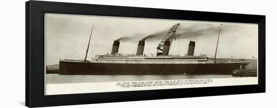 Side View of the Titanic with Smoke Coming Out of its Funnels-null-Framed Premium Giclee Print
