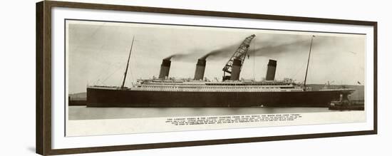 Side View of the Titanic with Smoke Coming Out of its Funnels-null-Framed Premium Giclee Print