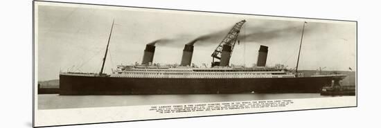 Side View of the Titanic with Smoke Coming Out of its Funnels-null-Mounted Premium Giclee Print