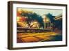 Side View on Empty Street Landscape at Sunset,Digital Painting-Tithi Luadthong-Framed Art Print