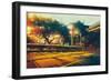 Side View on Empty Street Landscape at Sunset,Digital Painting-Tithi Luadthong-Framed Art Print