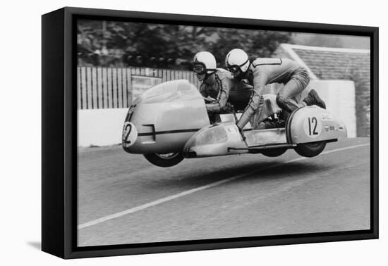 Sidecar TT Race, Isle of Man, 1970-null-Framed Stretched Canvas