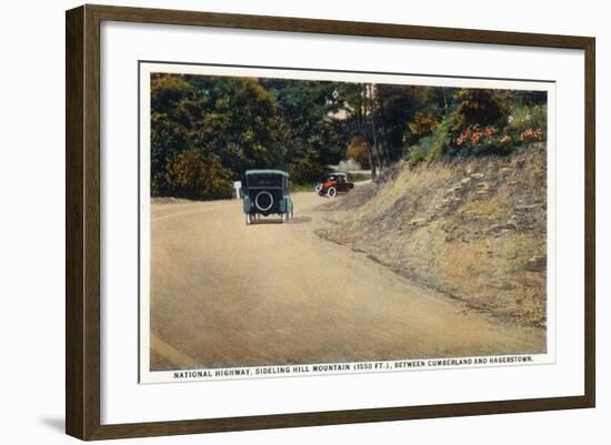 Sideling Hill Mountain, Maryland - National Road Between Cumberland and Hagerstown-Lantern Press-Framed Art Print