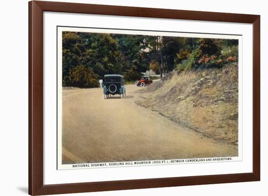 Sideling Hill Mountain, Maryland - National Road Between Cumberland and Hagerstown-Lantern Press-Framed Premium Giclee Print