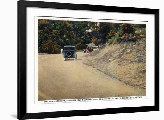 Sideling Hill Mountain, Maryland - National Road Between Cumberland and Hagerstown-Lantern Press-Framed Art Print