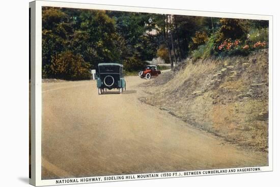 Sideling Hill Mountain, Maryland - National Road Between Cumberland and Hagerstown-Lantern Press-Stretched Canvas