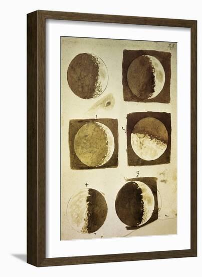 Sidereus Nuncius (Starry Messenger) with Drawings of Phases and Surface of Moon-Galileo Galilei-Framed Giclee Print