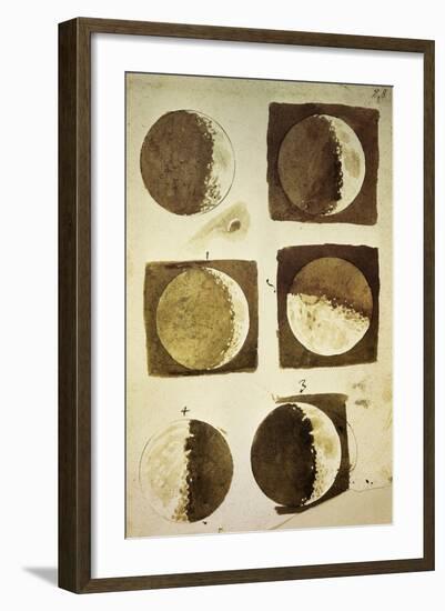 Sidereus Nuncius (Starry Messenger) with Drawings of Phases and Surface of Moon-Galileo Galilei-Framed Giclee Print