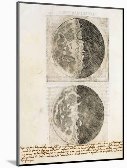 Sidereus Nuncius (Starry Messenger) with Drawings of the Phases and Surface of the Moon-Galileo Galilei-Mounted Giclee Print