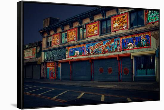 Sideshows at Coney Island New York B/W-null-Framed Stretched Canvas