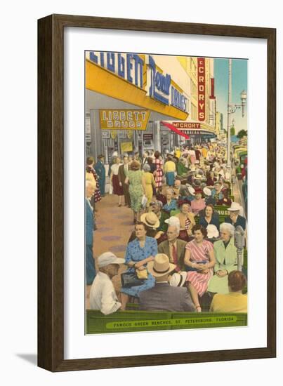 Sidewalk Benches, St. Petersburg, Florida-null-Framed Art Print