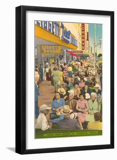 Sidewalk Benches, St. Petersburg, Florida-null-Framed Art Print