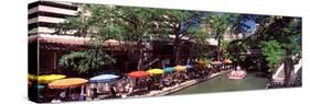 Sidewalk Cafe at the Riverside, San Antonio River Walk, River San Antonio, San Antonio, Texas, USA-null-Stretched Canvas