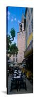 Sidewalk Cafe Near a Church, Bargemon, Var, Provence-Alpes-Cote D'Azur, France-null-Stretched Canvas
