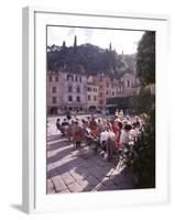 Sidewalk Cafe Sitters Taking in the Evening Sun at Portofino, Italy-Ralph Crane-Framed Photographic Print