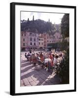 Sidewalk Cafe Sitters Taking in the Evening Sun at Portofino, Italy-Ralph Crane-Framed Photographic Print