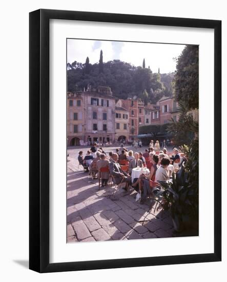 Sidewalk Cafe Sitters Taking in the Evening Sun at Portofino, Italy-Ralph Crane-Framed Photographic Print