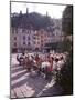 Sidewalk Cafe Sitters Taking in the Evening Sun at Portofino, Italy-Ralph Crane-Mounted Photographic Print