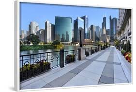 Sidewalk Skyline River-Larry Malvin-Framed Photographic Print