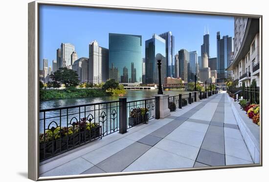 Sidewalk Skyline River-Larry Malvin-Framed Photographic Print