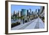 Sidewalk Skyline River-Larry Malvin-Framed Photographic Print