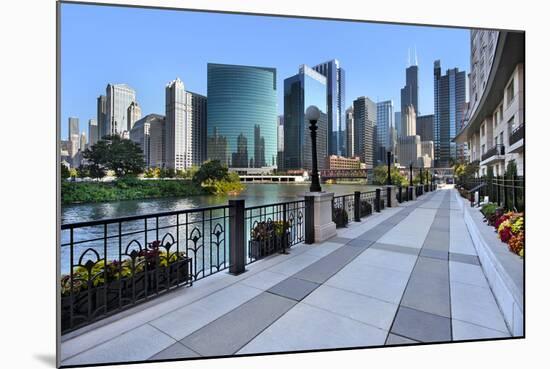 Sidewalk Skyline River-Larry Malvin-Mounted Photographic Print