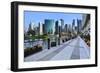 Sidewalk Skyline River-Larry Malvin-Framed Photographic Print