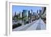 Sidewalk Skyline River-Larry Malvin-Framed Photographic Print