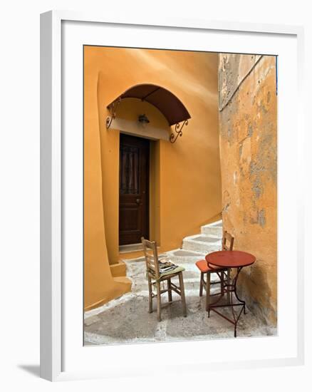 Sidewalk Table Setting, Chania, Crete, Greece-Adam Jones-Framed Photographic Print