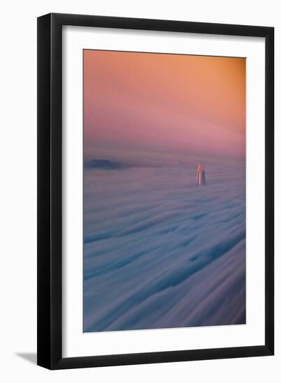 Sideways Salesforce Tower in Fog, San Francisco-Vincent James-Framed Premium Photographic Print