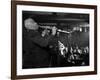 Sidney Bechet Performing in Small Basement Club "Vieux Colombier"-Nat Farbman-Framed Premium Photographic Print