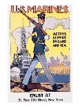 U.S. Marines, Active Service On Land And Sea-Sidney H^ Reisenberg-Stretched Canvas