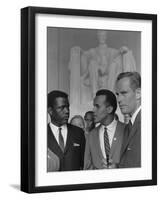 Sidney Poitier, Charlton Heston, and Harry Belafonte at March on Washington, 1963-null-Framed Photo