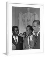 Sidney Poitier, Charlton Heston, and Harry Belafonte at March on Washington, 1963-null-Framed Photo