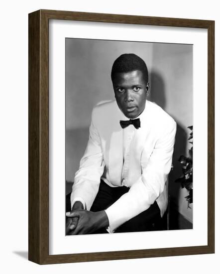 Sidney Poitier, on the Set for the Film Mark of the Hawk, 1957-null-Framed Photo