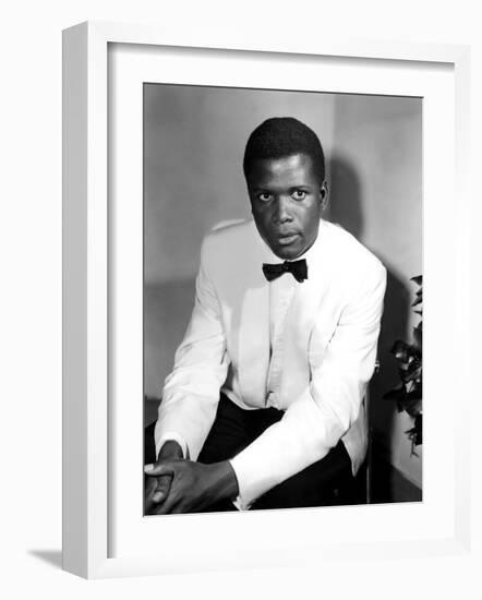 Sidney Poitier, on the Set for the Film Mark of the Hawk, 1957-null-Framed Photo