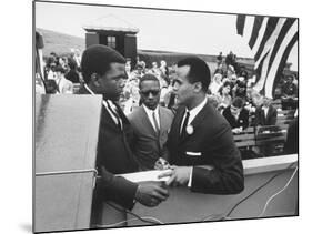 Sidney Poitier with Harry Belafonte, and Southern Sit in Leader Bernard Lee, at Civil Rights Rally-Al Fenn-Mounted Premium Photographic Print