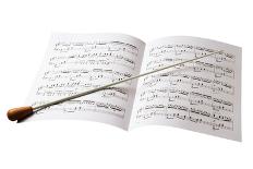 Conductor's Baton and Sheet Music-Siede Preis-Photographic Print