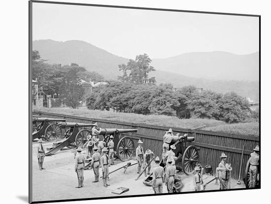 Siege Battery Drill, Fixing Sights, West Point, N.Y.-null-Mounted Photo